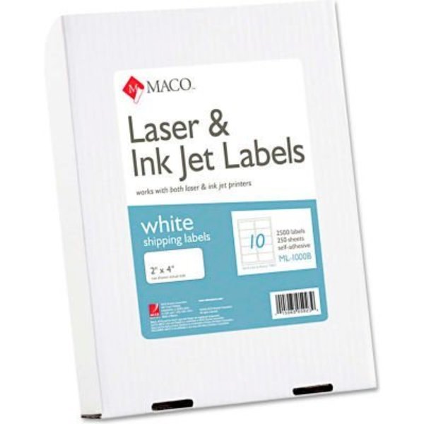 Maco Tag & Label Maco® White All-Purpose Labels, 2 x 4, 2500/Box ML1000B